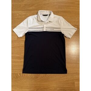 Travis Mathew Golf Polo Shirt Mens Medium Multicolor Stripe Cotton Blend Stretch